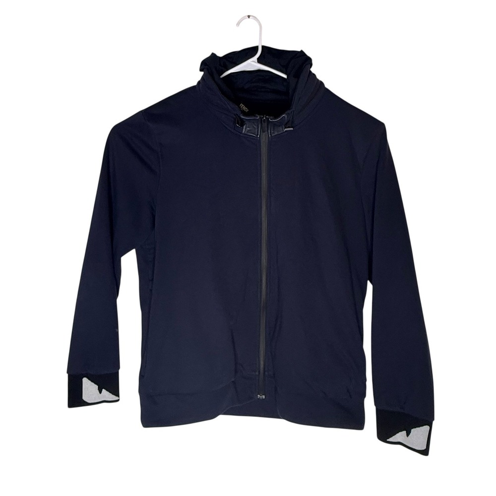 Fendi Roma Navy Blue Bag Bugs Eye Zip Up Hoodie FAF525 A53H XXL Made in‎ Italy - Picture 4 of 12
